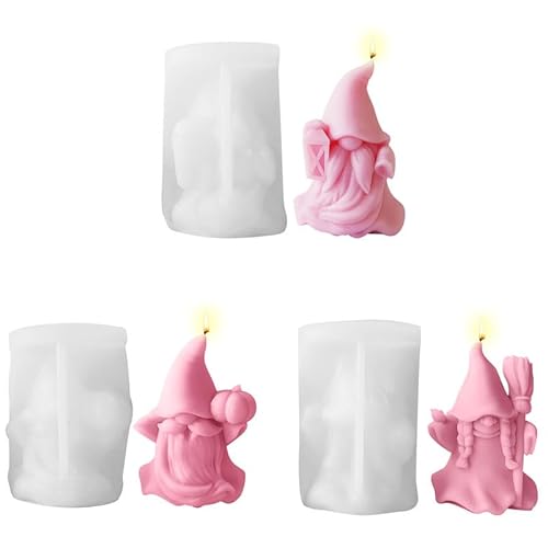 Nexoria Silikonform Wichtel, 3D Wichtel Silikonform Kerzenform Silikon Weihnachtsmann Silikonformen Gießforme Silikonformen Für Beton Silikonformen Epoxidharz DIY Formen Für Kerzenherstellung (A+B+C) von Nexoria