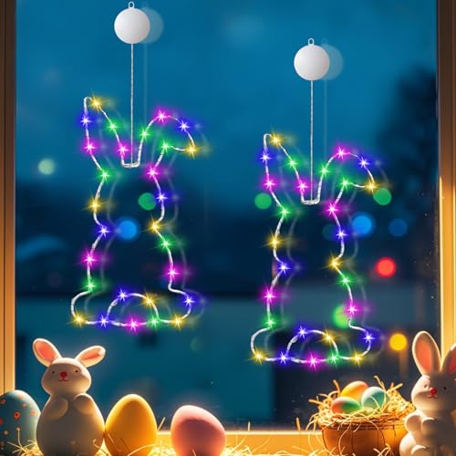Osterdeko Led Fenster Licht, 2 Stück Osternhase Lichterkette Ostern Led Fensterbeleuchtung mit Timer Lichterkette Osternhase zum Aufhängen Osternhase Lichterkette mit Saugnäpfe für Draußen Innen Osterdeko Led Fenster Licht, 2 Stück Osternhase Lichterkette Ostern Led Fensterbeleuchtung mit Timer Lichterkette Osternhase zum Aufhängen Osternhase Lichterkette mit Saugnäpfe für Draußen Innen von Nexoria