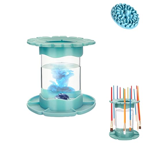 Pinselreiniger-Spülbecher, 3-in-1 Silikon Pinselhalter Pinselbecher Spülbecher Malen Pinsel Rinser Malerei Abnehmbar Kunstpinsel-Reinigerbecher Pinselspüler Pinsel Reiniger Für Aquarell (Blue,S) von Nexoria