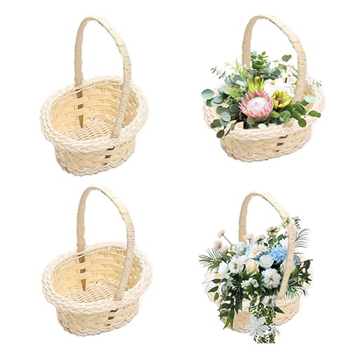 Rustikaler Blumenmädchen Korb, 4 Stück Hochzeit Blumenmädchen Körbe Körbchen mit henkel körbchen Weidenkorb mit Henkel Geflochtener Blumenkorb für Zuhause Hochzeit Party Dekoration, Rund Rustikaler Blumenmädchen Korb, 4 Stück Hochzeit Blumenmädchen Körbe Körbchen mit henkel körbchen Weidenkorb mit Henkel Geflochtener Blumenkorb für Zuhause Hochzeit Party Dekoration, Rund von Nexoria