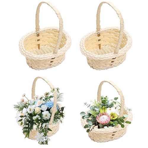 Rustikaler Blumenmädchen Korb, 4 Stück Hochzeit Blumenmädchen Körbe Körbchen mit henkel körbchen Weidenkorb mit Henkel Geflochtener Blumenkorb für Zuhause Hochzeit Party Dekoration,Oval Rustikaler Blumenmädchen Korb, 4 Stück Hochzeit Blumenmädchen Körbe Körbchen mit henkel körbchen Weidenkorb mit Henkel Geflochtener Blumenkorb für Zuhause Hochzeit Party Dekoration,Oval von Nexoria