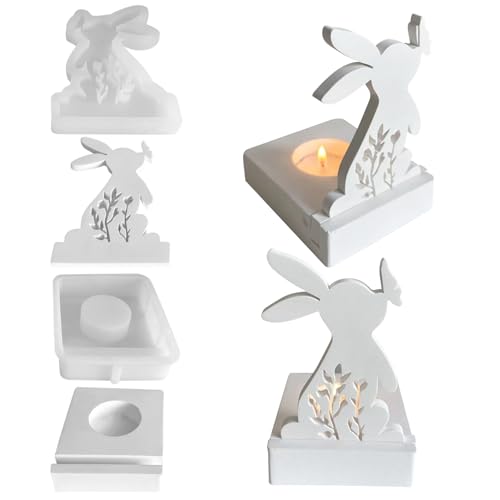 Silikonform Hase, Silikonform Kerzenhalter Hase Ostern Hase Silikonformen Gießformen Silikonform Hase Mit Kerzenhalter Kaninchen Silikonformen Ostern Hasenform Ostern Hase Backform Für Ostern (A) von Nexoria