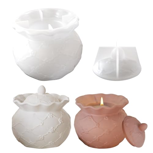 Silikonform Kerzenhalter, Gießformen für Einschieber, Dose mit Deckel, Vase und Blumentöpfe - Silikon Giessformen Set (E) von Nexoria