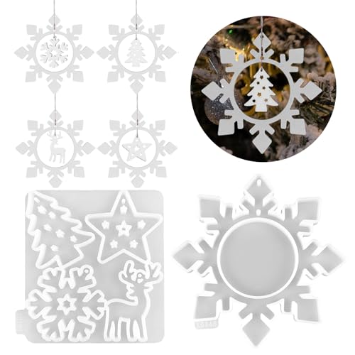 Silikonform Weihnachten Anhänger, Silikonformen Gießformen Weihnachten Silikonform Stern Silikonformen Weihnachten Baum Elch Anhänger Gießform Weihnachten Epoxidharz Formen für Handwerk (C) von Nexoria