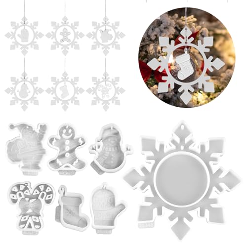 Silikonform Weihnachten Anhänger, Silikonformen Gießformen Weihnachten Silikonform Stern Silikonformen Weihnachten Baum Elch Anhänger Gießform Weihnachten Epoxidharz Formen für Handwerk (D) von Nexoria