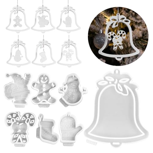 Silikonform Weihnachten Anhänger, Silikonformen Gießformen Weihnachten Silikonform Stern Silikonformen Weihnachten Baum Elch Anhänger Gießform Weihnachten Epoxidharz Formen für Handwerk (H) von Nexoria