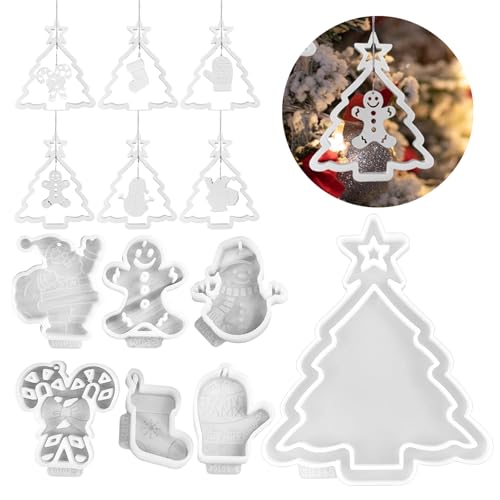 Silikonform Weihnachten Anhänger, Silikonformen Gießformen Weihnachten Silikonform Stern Silikonformen Weihnachten Baum Elch Anhänger Gießform Weihnachten Epoxidharz Formen für Handwerk (J) von Nexoria