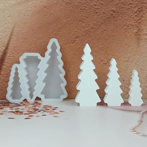 Silikonformen Gießformen Baum, 3 Stück Silikonform Weihnachtsbaum Silikonform Tannenbaum Gips Zum Gießen Gießformen Silikon Weihnachten Silikonformen Gießformen Weihnachten für Kerzen Gips (A) von Nexoria