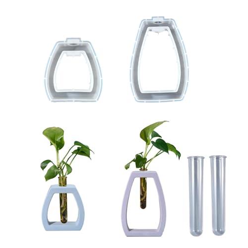 Silikonformen Gießformen Frühling, 2 Stück Silikonform Vase mit Reagenzgläsern Gießformen Silikon Vase Hydrokulturpflanzen Silikonform Frühling Epoxidharz Formen für Kerzen Vase (A) von Nexoria