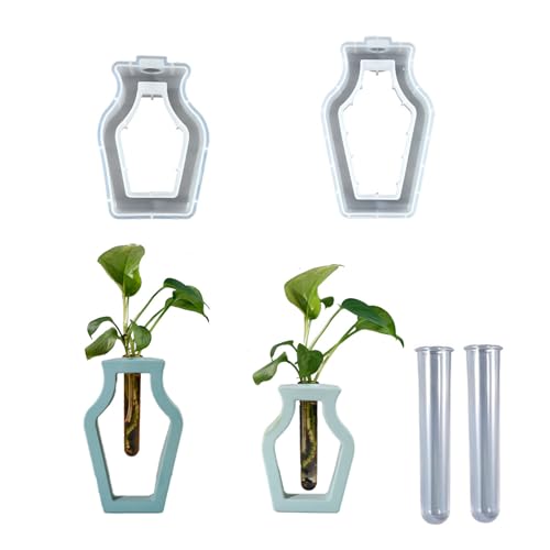 Silikonformen Gießformen Frühling, 2 Stück Silikonform Vase mit Reagenzgläsern Gießformen Silikon Vase Hydrokulturpflanzen Silikonform Frühling Epoxidharz Formen für Kerzen Vase (B) von Nexoria