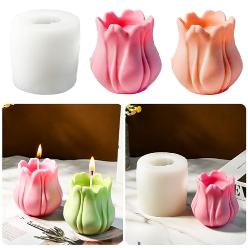 Silikonformen Gießformen Frühling, 3D Tulpen Kerzen Formen Silikon Silikonform Blumen Gießformen Silikon Kerzen Tulpen Kerzenformen zum Gießen Silikonform Frühling für Kerzen Gips Sojawachs (A) von Nexoria