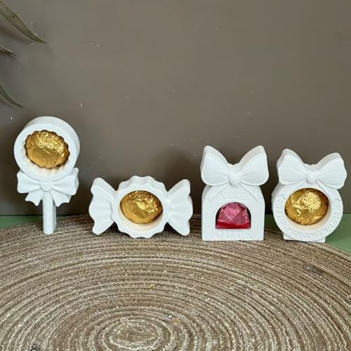 Silikonformen Gießformen Geschenk, 4 Stück Schleife Silikonform Weihnachten Geldgeschenk Schleife Süßigkeiten Gipsformen zum Gießen Pralinenschachtel Gießformen Silikon Weihnachten für DIY (A) von Nexoria
