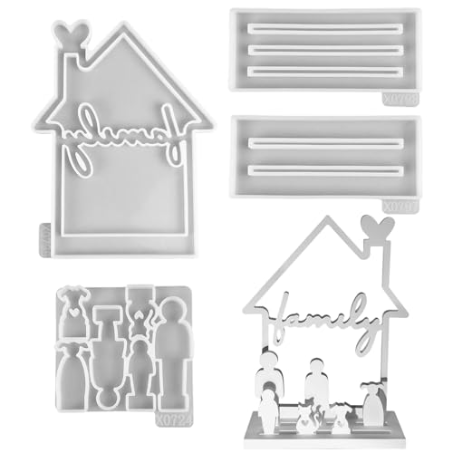 Silikonformen Gießformen Häuser, 3D Silikonform Haus Familie Silikonform Kerzenhalter Gießform Häuser Gipsform zum Gießen Gießform Kerzenhalter Giessformen Silikon (B) von Nexoria