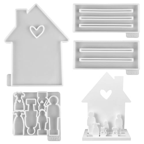 Silikonformen Gießformen Häuser, 3D Silikonform Haus Familie Silikonform Kerzenhalter Gießform Häuser Gipsform zum Gießen Gießform Kerzenhalter Giessformen Silikon für DIY Handwerk von Nexoria