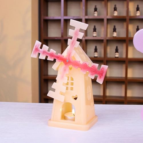 Silikonformen Gießformen Häuser, 3D Silikonform Haus mit Windmühle Silikonform Kerzenhalter Gießform Häuser Gips zum Gießen Gießform Kerzenhalter Giessformen Silikon für Handwerk (A) von Nexoria
