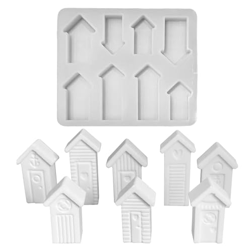 Silikonformen Gießformen Häuser, 8 Stück Silikonform Haus Gießformen Silikon Mini Silikonform Häuser Gips zum Gießen Häuschen mit Baum Giess formen Silikon Weihnachten (B) von Nexoria