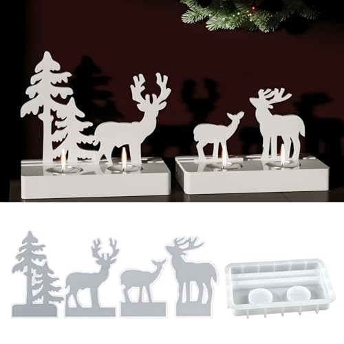 Silikonformen Gießformen Häuser, Silikonform Haus mit Sockel Silikonform Kerzenhalter Baum Gipsformen Silikon form Häuschen Kerzenhalter Baum Giessformen Silikon Weihnachten (I) von Nexoria