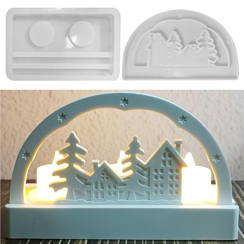 Silikonformen Gießformen Häuser, Silikonform Kerzenhalter Silikonform Haus mit Sockel Gießformen Silikon Häuser Gießformen Kerzenhalter Silikon form Frühling für Handwerk (C) von Nexoria