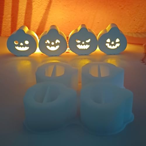 Silikonformen Gießformen Halloween, 3 Stück Halloween Silikonform Kürbis Gießformen Silikon Kürbis Gigs zum Gießen Gießform Teelichthalter Silikonformen Kerzenhalter für Herbst (A) von Nexoria