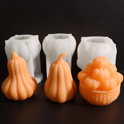 Silikonformen Gießformen Herbst, 3 Stück 3D Kürbis Silikonform Halloween Kürbis Kerzen Silikonformen Silikonform Kürbis Gipsformen zum Gießen Silikon form Halloween für Herbstdeko Erntedankfest Silikonformen Gießformen Herbst, 3 Stück 3D Kürbis Silikonform Halloween Kürbis Kerzen Silikonformen Silikonform Kürbis Gipsformen zum Gießen Silikon form Halloween für Herbstdeko Erntedankfest von Nexoria