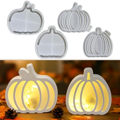 Silikonformen Gießformen Herbst, 4 Stück 3D Silikonform Kürbis mit Sockel Silikonform Herbst Kürbis Gipsformen zum Gießen Gießformen Silikon herbst Gießform Silikon Halloween für 3D Kürbislicht (A) Silikonformen Gießformen Herbst, 4 Stück 3D Silikonform Kürbis mit Sockel Silikonform Herbst Kürbis Gipsformen zum Gießen Gießformen Silikon herbst Gießform Silikon Halloween für 3D Kürbislicht (A) von Nexoria