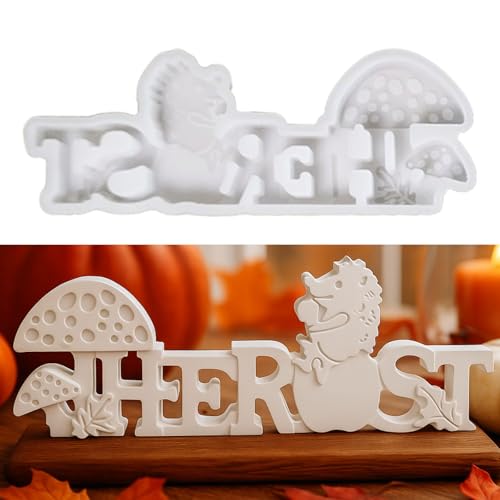 Silikonformen Gießformen Herbst, Silikonform Herbst Kürbis Igel Gipsform zum Gießen Gießformen Silikon HERBST Buchstaben Gießform Kürbis Igel Kerzenformen für DIY Gips Kerzen (B) von Nexoria