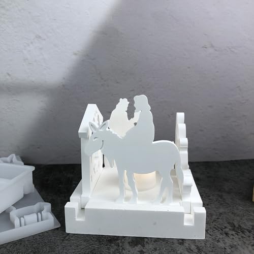 Silikonformen Gießformen Ostern, 3D Krippe Silikon Gießform Silikonform Ostern Silikonform Haus Silikonform Krippe Set Gießform Häuser mit Krippe Gießformen Silikon Ostern für DIY Handwerk (A) von Nexoria