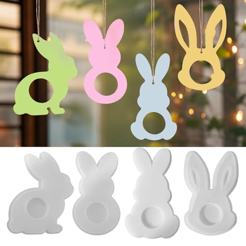 Silikonformen Gießformen Ostern, 4 Stück Silikonform Ostern Anhänger Osterhase Gießformen zum Gießen Silikonform Hase Anhänger Gießform Ostern Anhänger Giessform Silikon Ostern für Gips Kerzen (A) Silikonformen Gießformen Ostern, 4 Stück Silikonform Ostern Anhänger Osterhase Gießformen zum Gießen Silikonform Hase Anhänger Gießform Ostern Anhänger Giessform Silikon Ostern für Gips Kerzen (A) von Nexoria