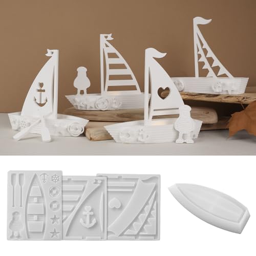 Silikonformen Gießformen Sommer, 4 Stück Segelboot Silikonform Kerzenhalter Gießformen Silikon Segelboot mit Möwe Gipsformen zum Gießen Gießform Kerzenhalter Boot Silikonform Soomer für Handwerk (A) Silikonformen Gießformen Sommer, 4 Stück Segelboot Silikonform Kerzenhalter Gießformen Silikon Segelboot mit Möwe Gipsformen zum Gießen Gießform Kerzenhalter Boot Silikonform Soomer für Handwerk (A) von Nexoria