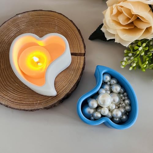 Silikonformen Gießformen Tablett, Herz Silikonform Tablett Silikonform Herz Gipsform zum Gießen Gießformen Silikon Frühling Silikon form Schale für DIY Handwerk,A von Nexoria