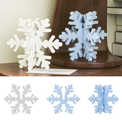 Silikonformen Gießformen Weihnachten, 2 Stück 3D Schneeflocken Silikonform Weihnachten Silikonform Schneeflocken mit Sockel Gießformen Silikon Weihnachten Gießform Kerzenhalter für Teelichthalter (B) von Nexoria