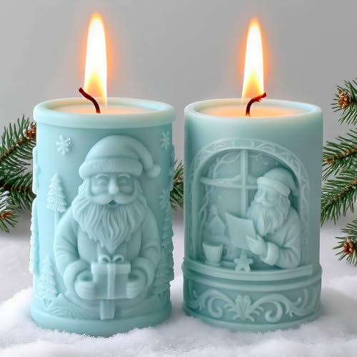 Silikonformen Gießformen Weihnachten, 2 Stück 3D Silikonform Weihnachten Kerzen Formen Silikon Schneemann Kerzenformen zum Gießen Wichtel Gießformen Silikon 2PCS für Weihnachtsdeko (A) von Nexoria
