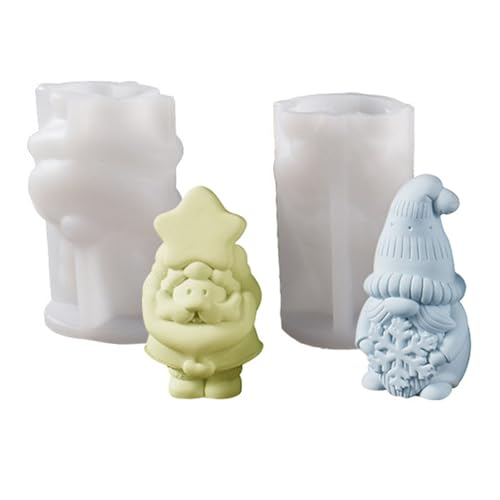 Silikonformen Gießformen Weihnachten, 2 Stück Wichtel Silikonform Weihnachten Gießform Wichtel Gips zum Gießen Gießformen Silikon Weihnachten Zwerg Kerzenformen zum Gießen für DIY (A) von Nexoria