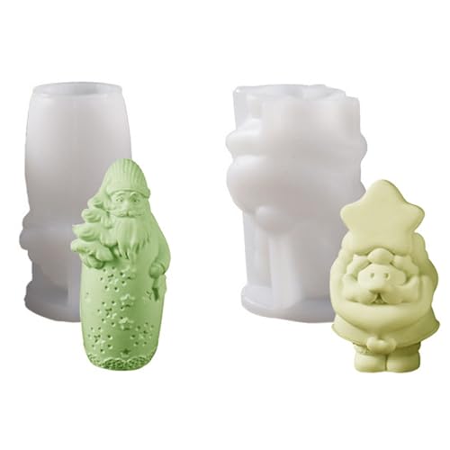 Silikonformen Gießformen Weihnachten, 2 Stück Wichtel Silikonform Weihnachten Gießform Wichtel Gips zum Gießen Gießformen Silikon Weihnachten Zwerg Kerzenformen zum Gießen für DIY (B) von Nexoria