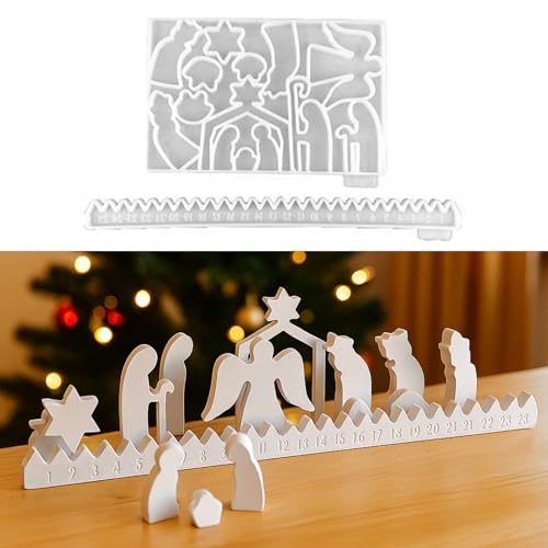 Silikonformen Gießformen Weihnachten, 3D Adventskalender Silikonform Weihnachten Krippe Silikon Gießform Weihnachtskrippe Gips zum Gießen Gießformen Silikon Countdown Kalender Set Silikonformen Gießformen Weihnachten, 3D Adventskalender Silikonform Weihnachten Krippe Silikon Gießform Weihnachtskrippe Gips zum Gießen Gießformen Silikon Countdown Kalender Set von Nexoria