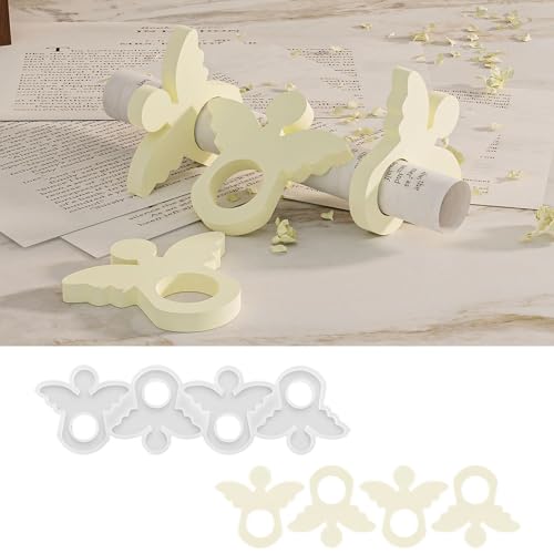 Silikonformen Gießformen Weihnachten, 4 Stück Silikonform Engel Geldgeschenk Gießform Elch Wichtel Gipsformen zum Gießen Geldgeschenk Gießformen Silikon Weihnachten für Handwerk (A) von Nexoria