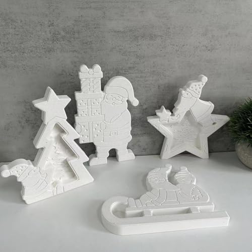 Silikonformen Gießformen Weihnachten, 4 Stück Silikonform Weihnachten Anhänger Silikonform Tannenbaum Schneemann Gießform Stern Gießformen Silikon Weihnachten für DIY Kerzen Gips (A) von Nexoria