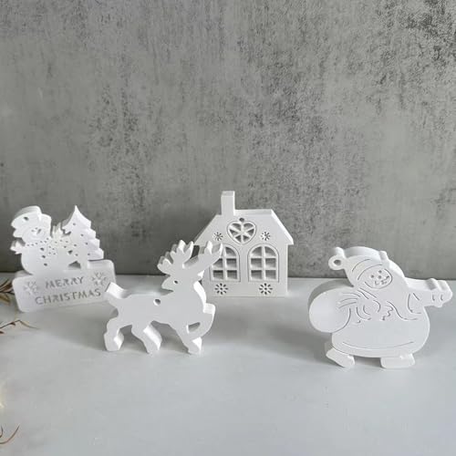 Silikonformen Gießformen Weihnachten, 4 Stück Silikonform Weihnachten Anhänger Silikonform Tannenbaum Stern Gipsformen zum Gießen Gießform Herz Anhänger Gießformen Silikon Weihnachten (B) von Nexoria