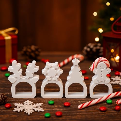 Silikonformen Gießformen Weihnachten, 4 Stück Silikonform Weihnachten Elch Schneeflocken Gießformen Silikon Weihnachten Tannenbaum Gips Zum Gießen Silikonform Süßigkeiten Ornamente (A) von Nexoria