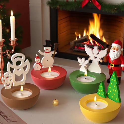 Silikonformen Gießformen Weihnachten, 4er Set Silikonform Weihnachten Kerzenhalter Silikonform Baum Engel mit Sockel Gips zum Gießen Gießformen Silikon weihnachts Gießform Kerzenhalter (A) von Nexoria