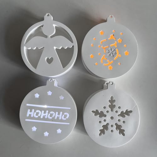 Silikonformen Gießformen Weihnachten, 5 Stück 3D Silikonform Weihnachten Anhänger Rund Glocken Silikonform Anhänger mit Stern Engel Gipsformen zum Gießen Epoxidharz Formen (B) von Nexoria