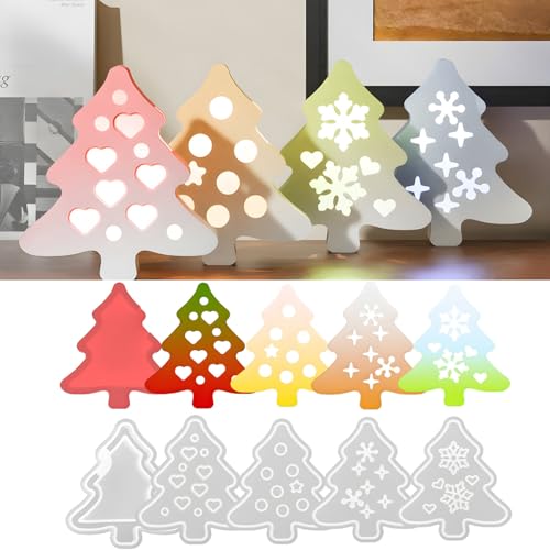 Silikonformen Gießformen Weihnachten, 5 Stück Silikonform Tannenbaum mit Basis Silikonform Weihnachtsbaum Gipsform Zum Gießen Gießformen Silikon Frühling für 3D-Baum Handwerk von Nexoria
