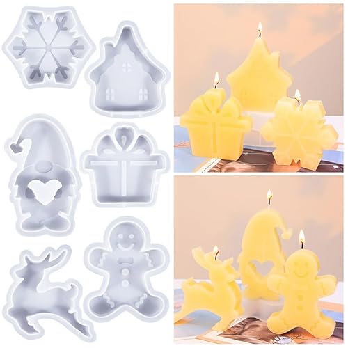 Silikonformen Gießformen Weihnachten, 6 Stück Silikonform Weihnachten Elch Weihnachtsbaum Gips zum Gießen Engel Gießformen Silikon Weihnachten für DIY Handwerk (B) von Nexoria