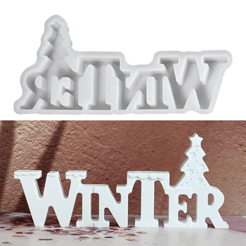Silikonformen Gießformen Weihnachten, Silikonform Buchstaben mit Elch Gießform Tannenbaum Gips zum Gießen Gießformen Silikon Weihnachten Gießform Buchstaben Winter für Kerzen Gips (A) von Nexoria