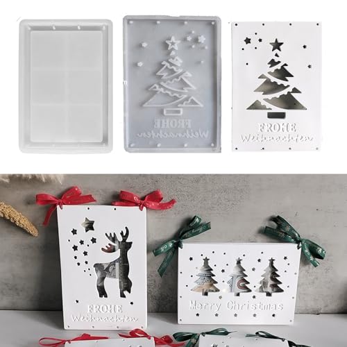 Silikonformen Gießformen Weihnachten, Silikonform Weihnachten Geldgeschenk Gießformen Silikon Weihnachten Baum Elch Gipsformen zum Gießen Gießform Geldgeschenk für Handwerk (C) von Nexoria