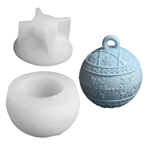 Silikonformen Gießformen Weihnachten, Silikonform Weihnachten Kugel Silikonform Dose mit Deckel Silikonform Kerzenhalter mit Schneeflocke Silikonform Schale Gießformen Silikon Gießform Weihnachten (B) von Nexoria