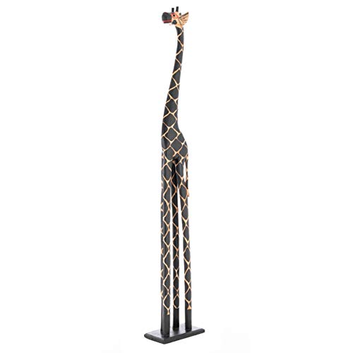 Nexos Trading Deko Giraffe Holzfigur Skulptur Afrika Handarbeit Größe 150 cm – dunkel Giraffenstatue von Nexos Trading