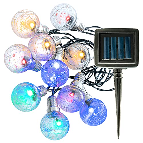 Solar Lichterkette 10 LED Dekor Knisterkugeln 3,45 m inkl. Solarmodul umschaltbar Warmweiß/Multicolor Gartendekoration Außenbeleuchtung wetterfest von Nexos Trading