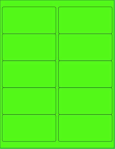 Neonfarbene, fluoreszierende, selbstklebende Etiketten für Laser- und Tintenstrahldrucker, 28 x 28 cm, 10 Stück pro Seite, 1000 Etiketten von Next Day Labels