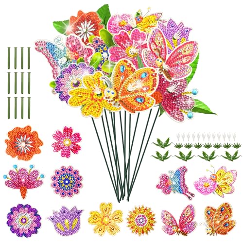 Nexum 12stk Basteln Mädchen 7 8 9 10 11 12 Jahre Geschenk Mädchen Diamond Painting Kinder Blumen DIY Set Einzigartig Handgefertigt Geschenk von Nexum